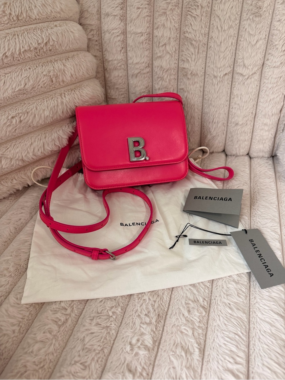 Balenciaga Hot Pink Leather 'B.' Crossbody Bag